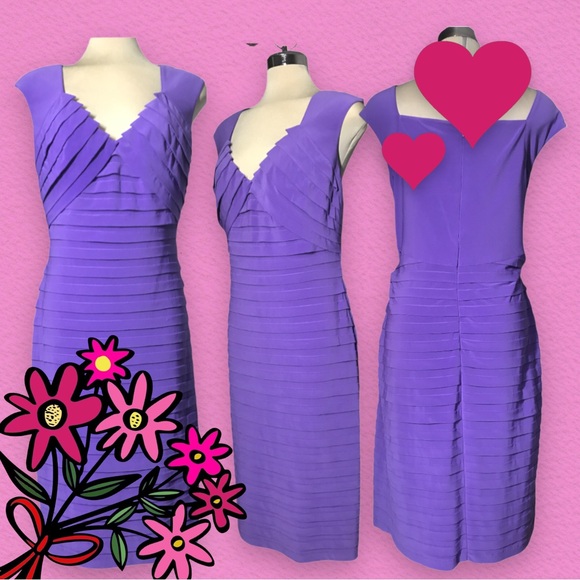 Adrianna Papell   Luxury Designer Purple Sleeveless Sheath Dress Size 14 - Picture 3 of 15